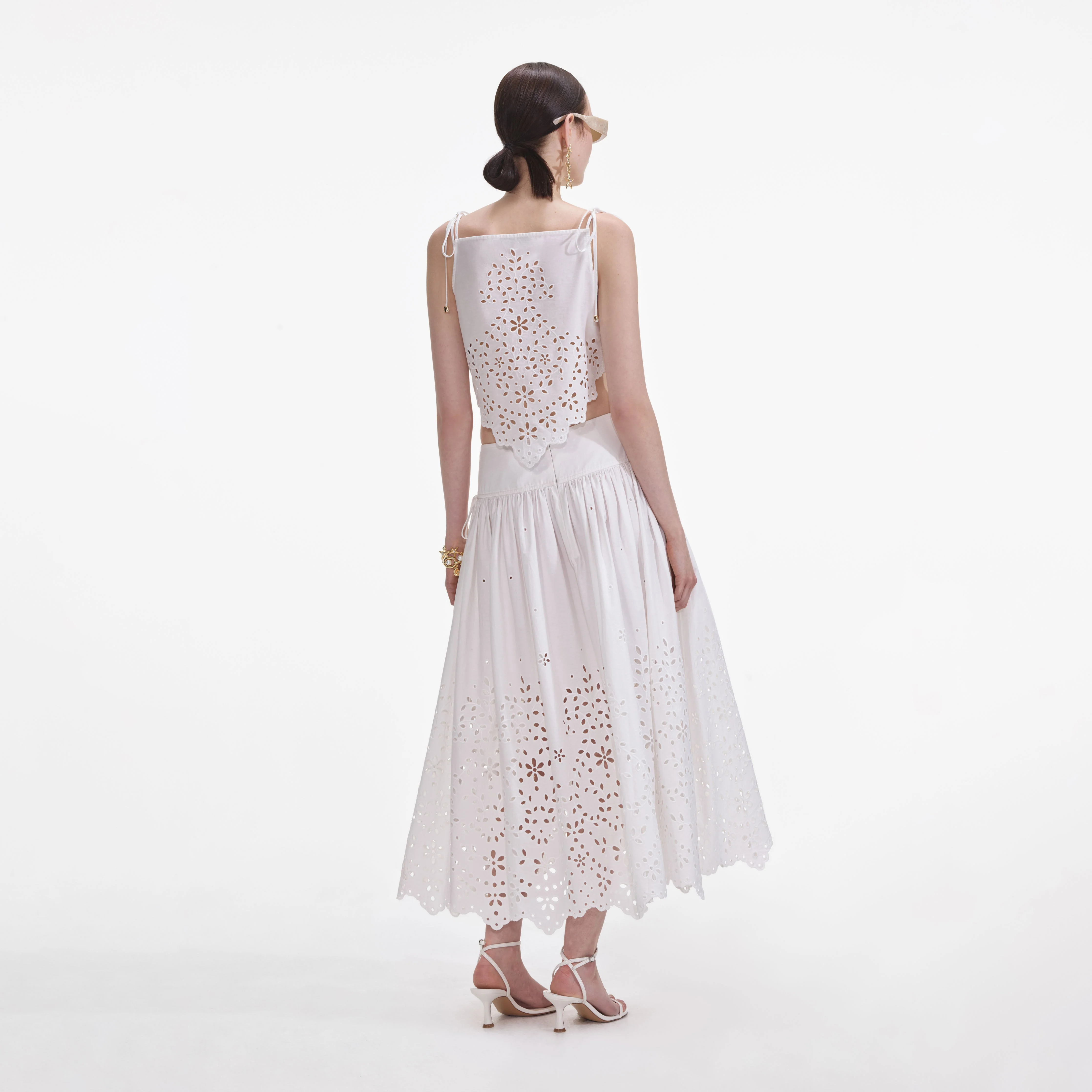 White Cotton Embroidered Top - Image 3