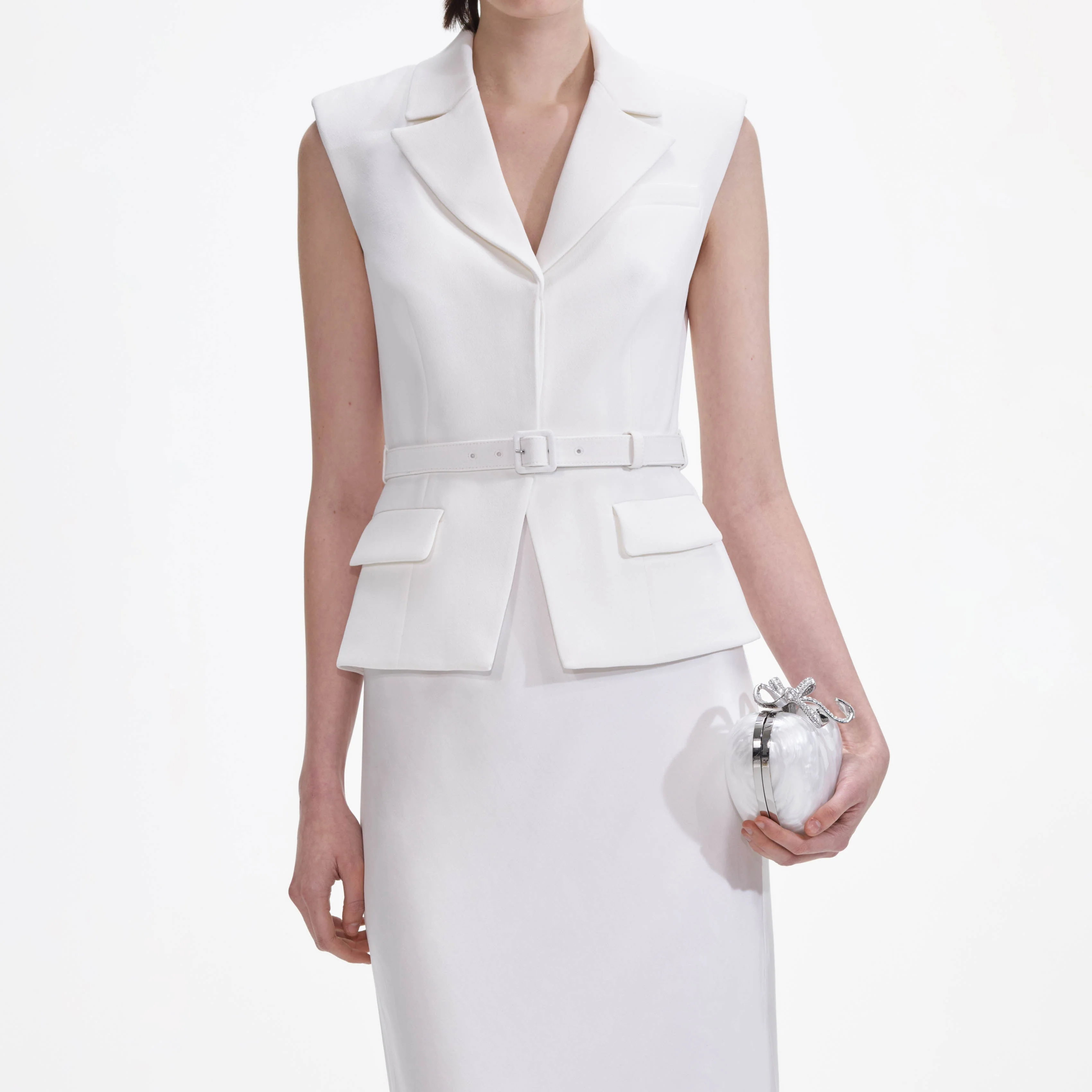 White Crepe Maxi Dress - Image 4