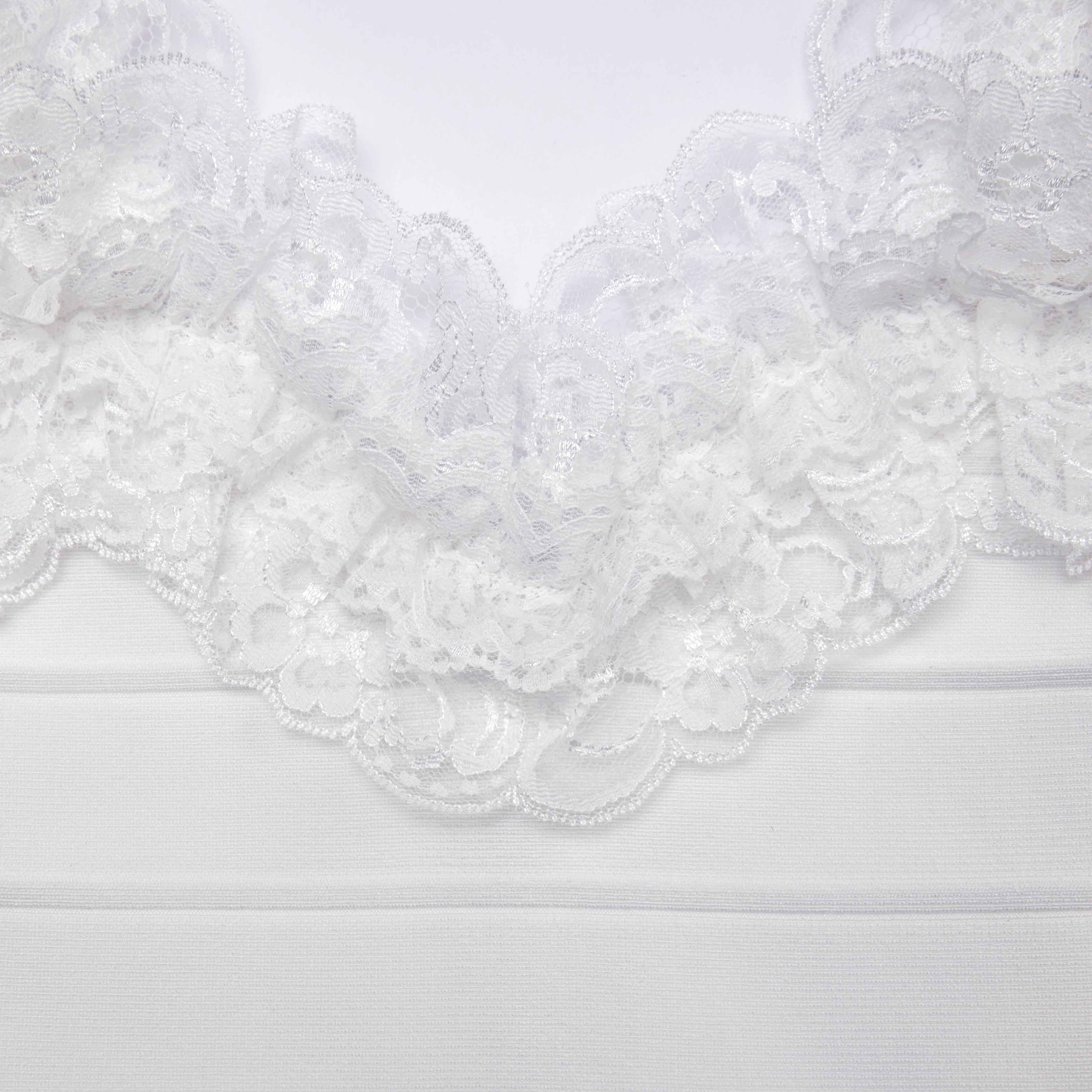 White Knit Ruffle Mini Dress - Image 5