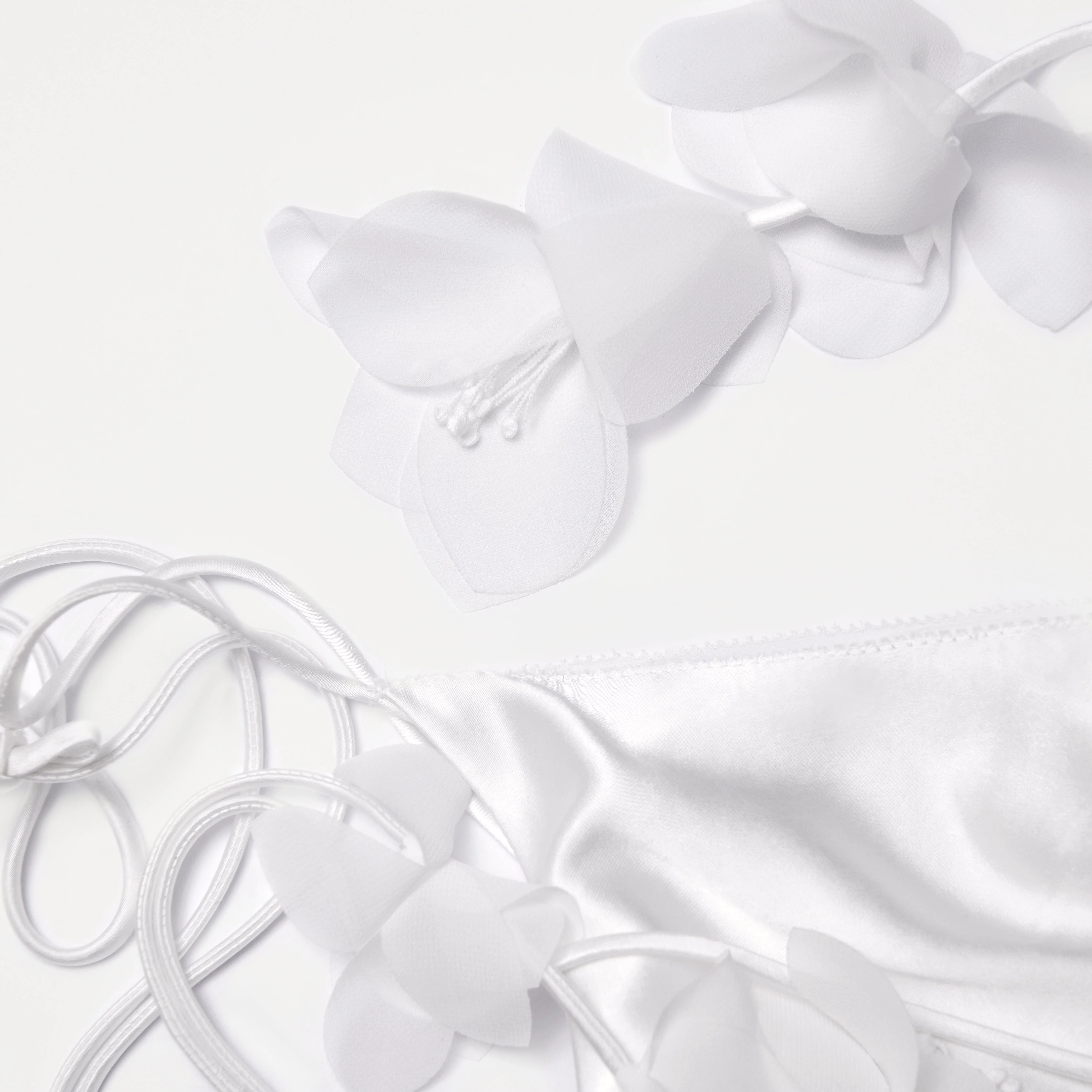 White Satin Flower Midi Dress - Image 5