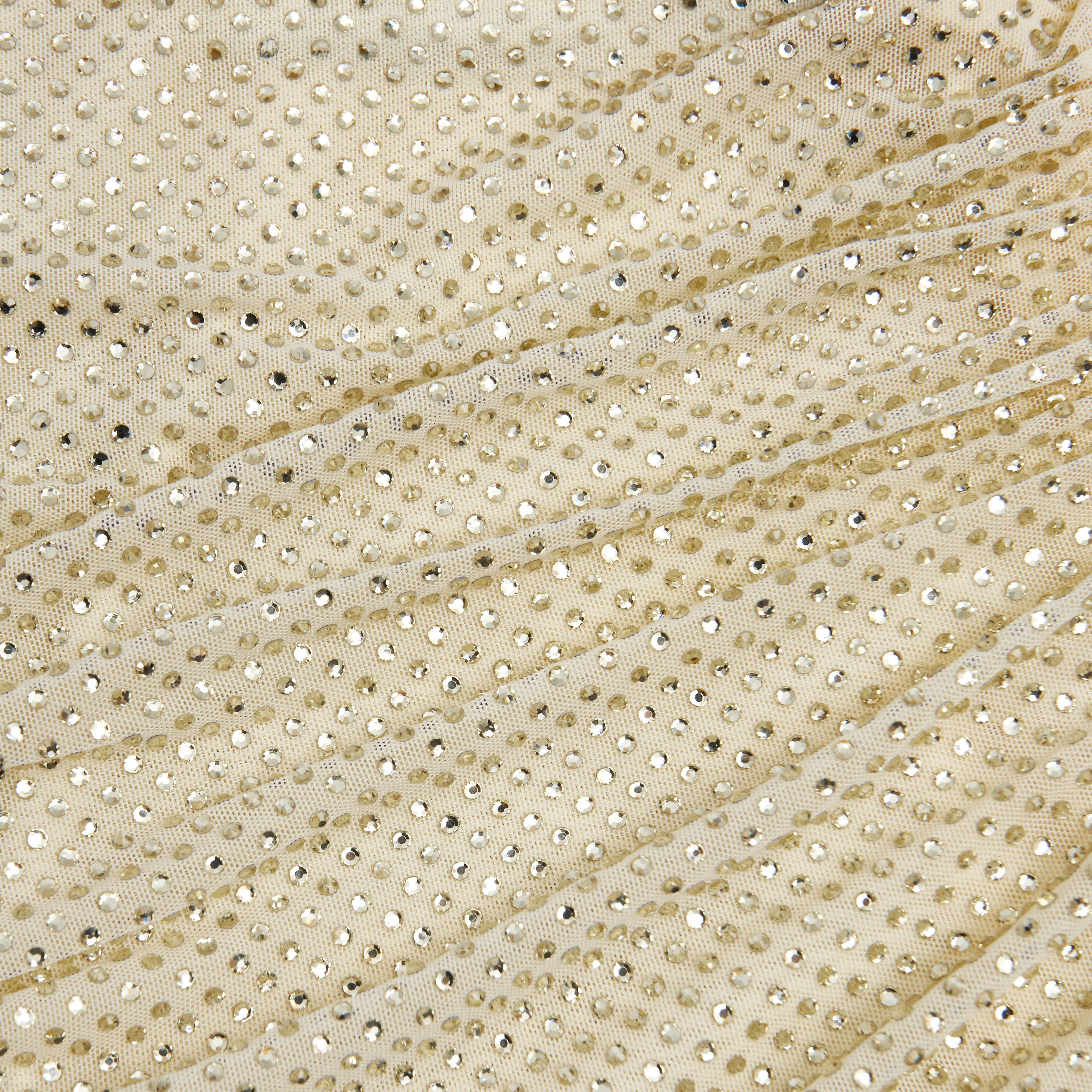 Yellow Rhinestone Gathered Midi Dress - Image 5