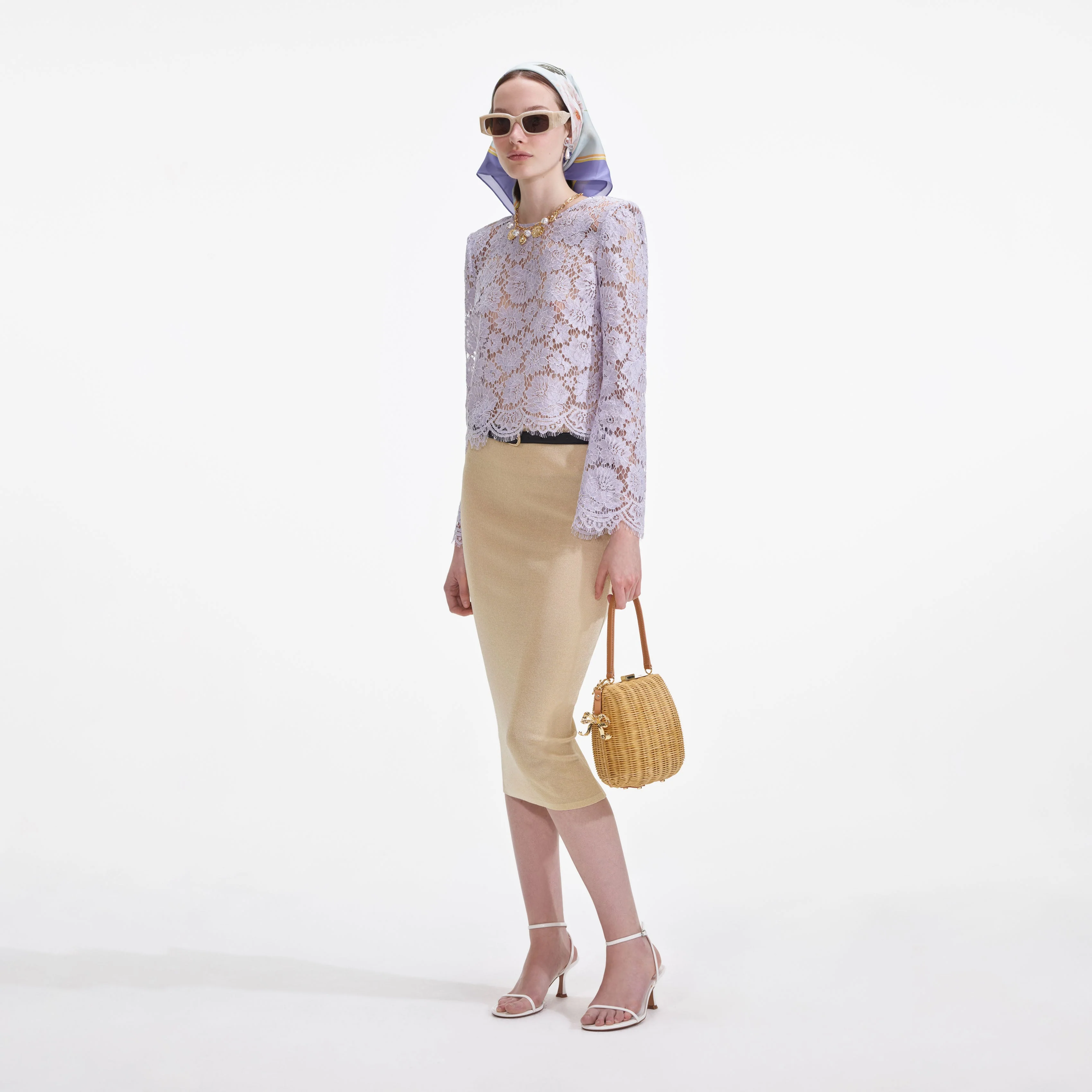 Yellow Viscose Knit Midi Skirt - Image 2