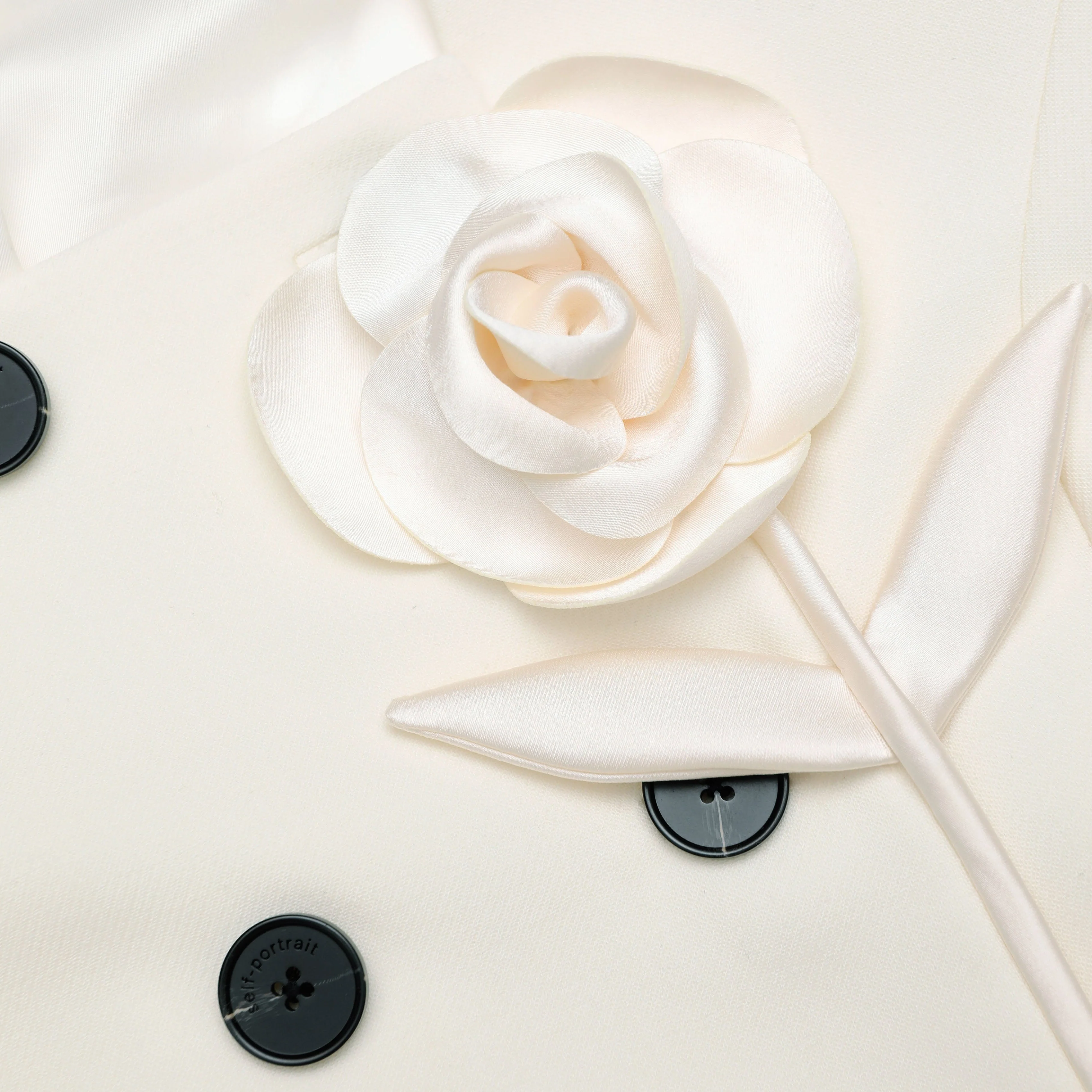 Cream 3D Flower Tailored Midi Dress - Image 5
