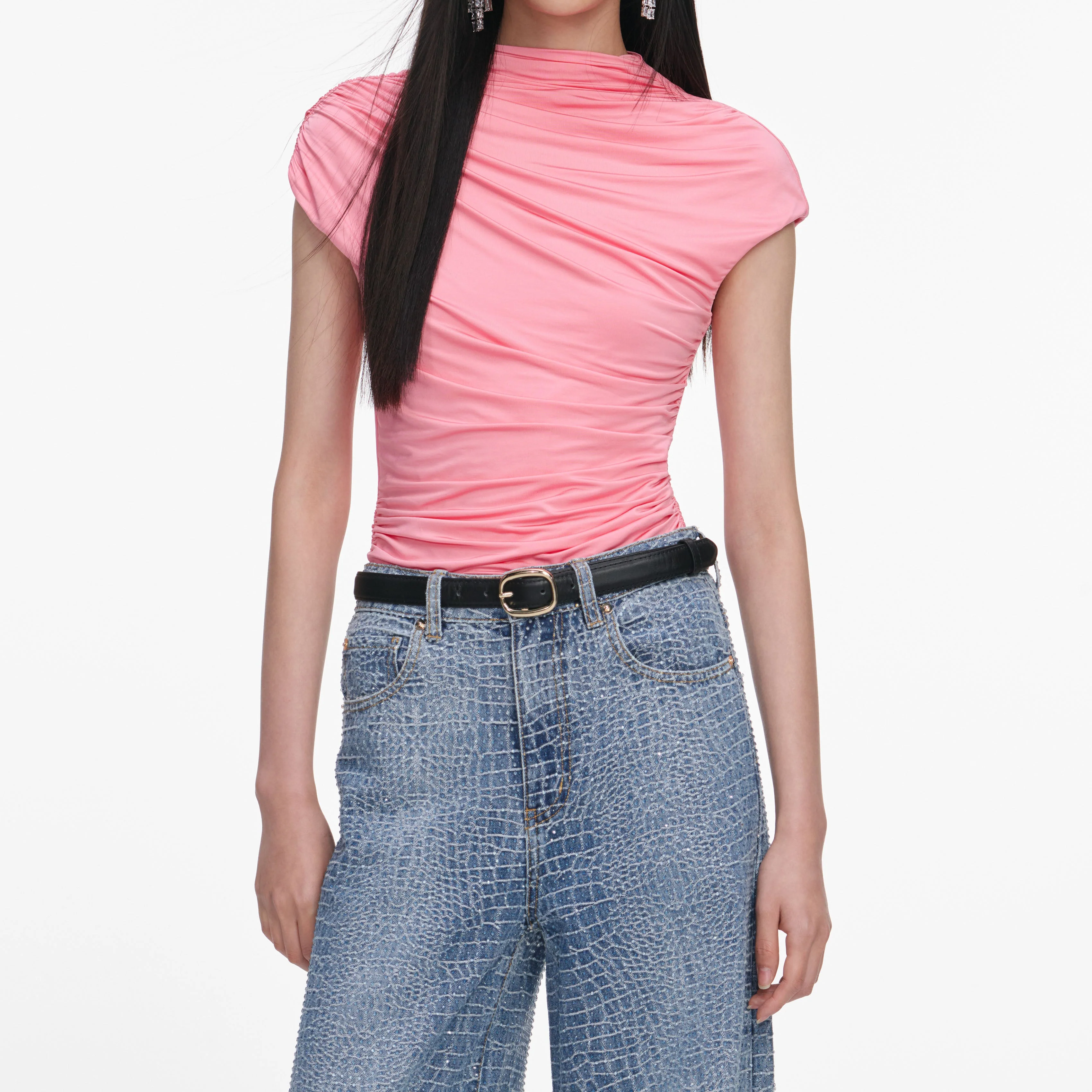 Pink Jersey Gathered Top - Image 4