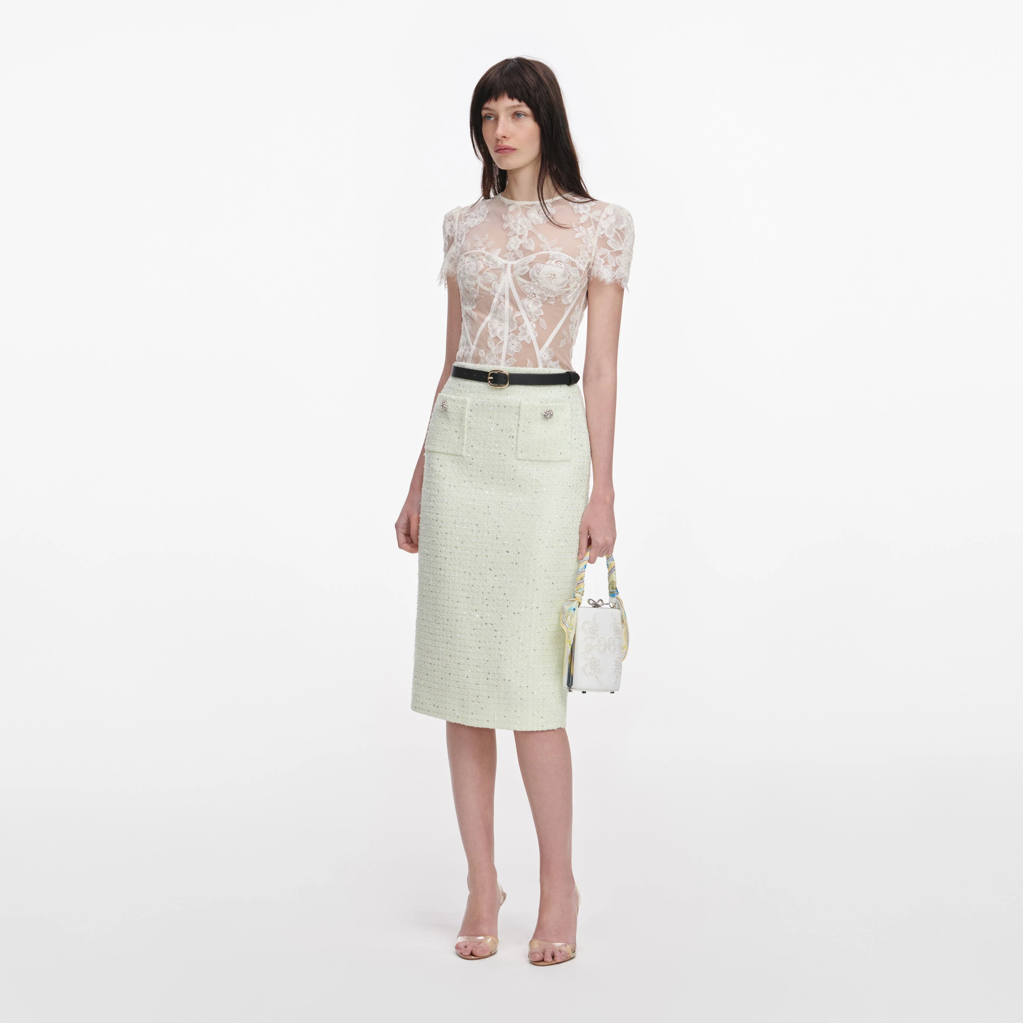 White Sequin Lace Top - Image 2