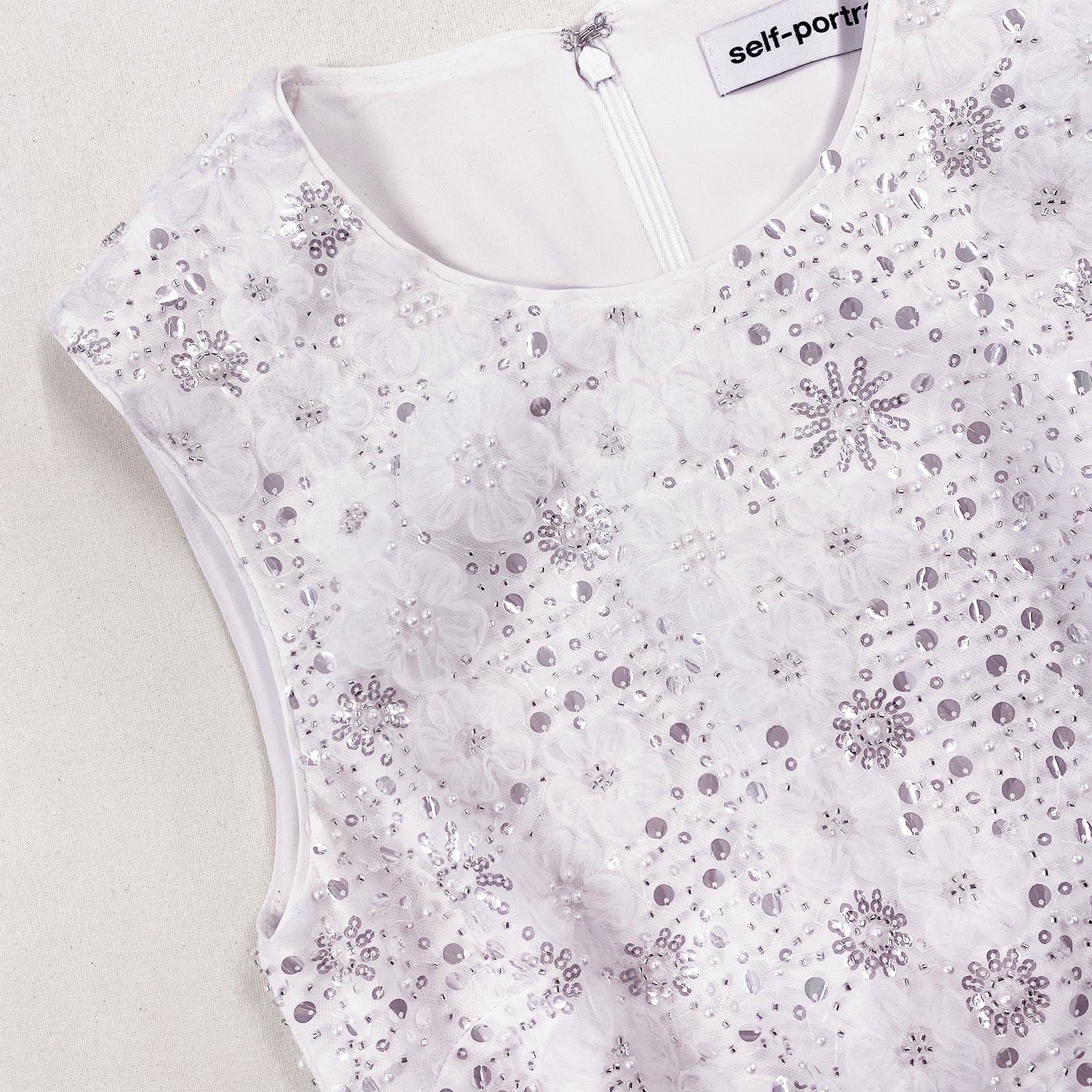 White Beaded Sequin Midi Dress - Image 5
