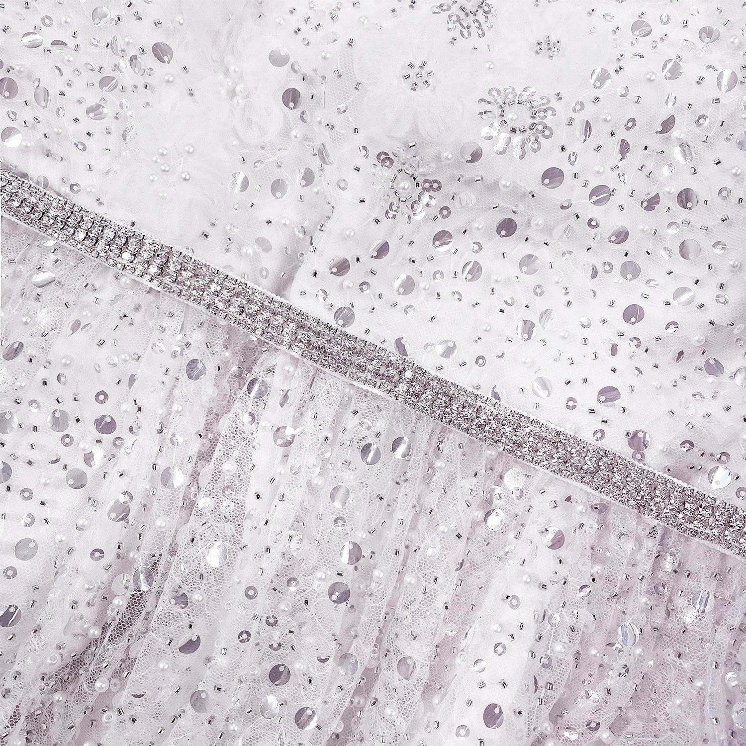 White Beaded Sequin Midi Dress - Image 6
