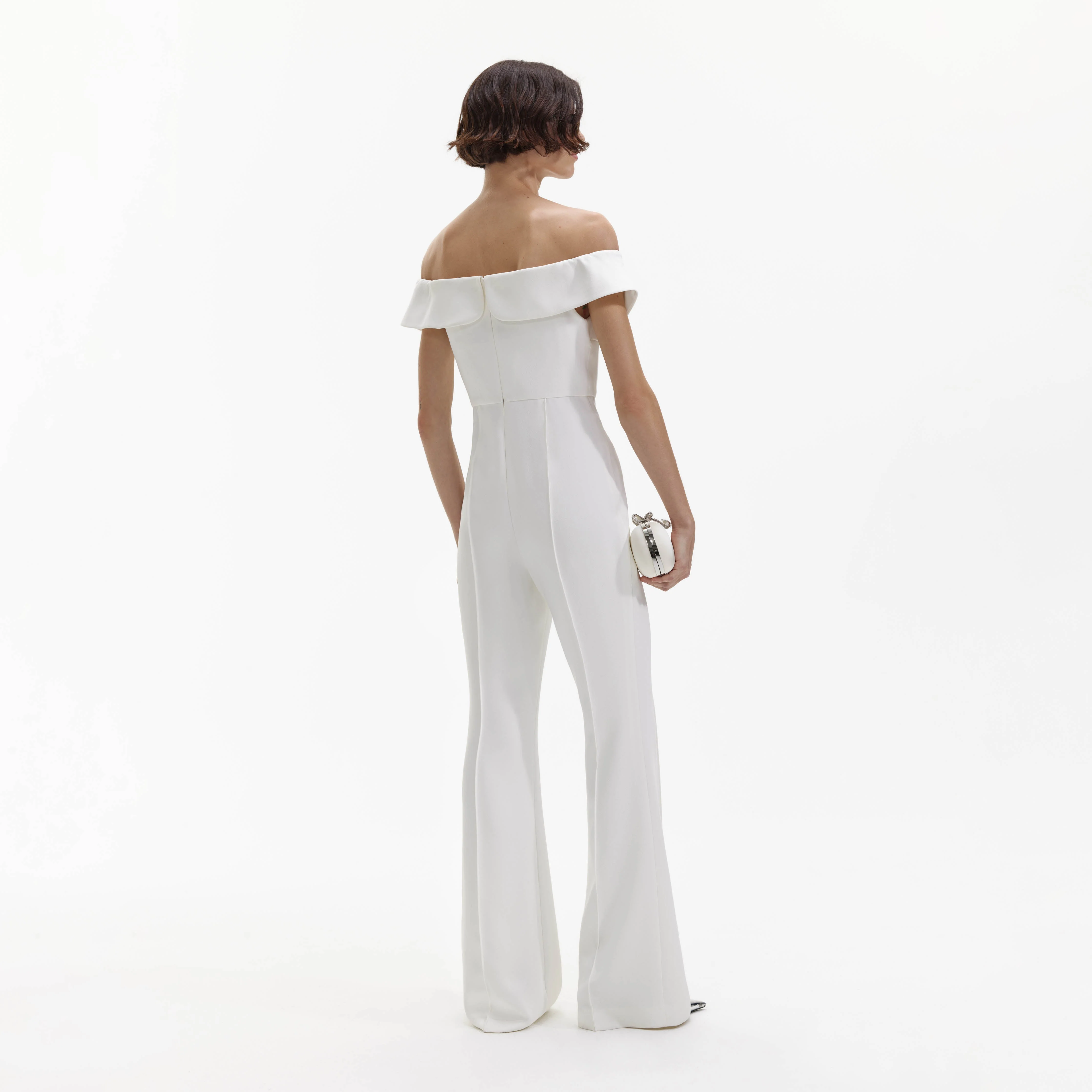 White Crepe Bow Jumpsuit - Image 3