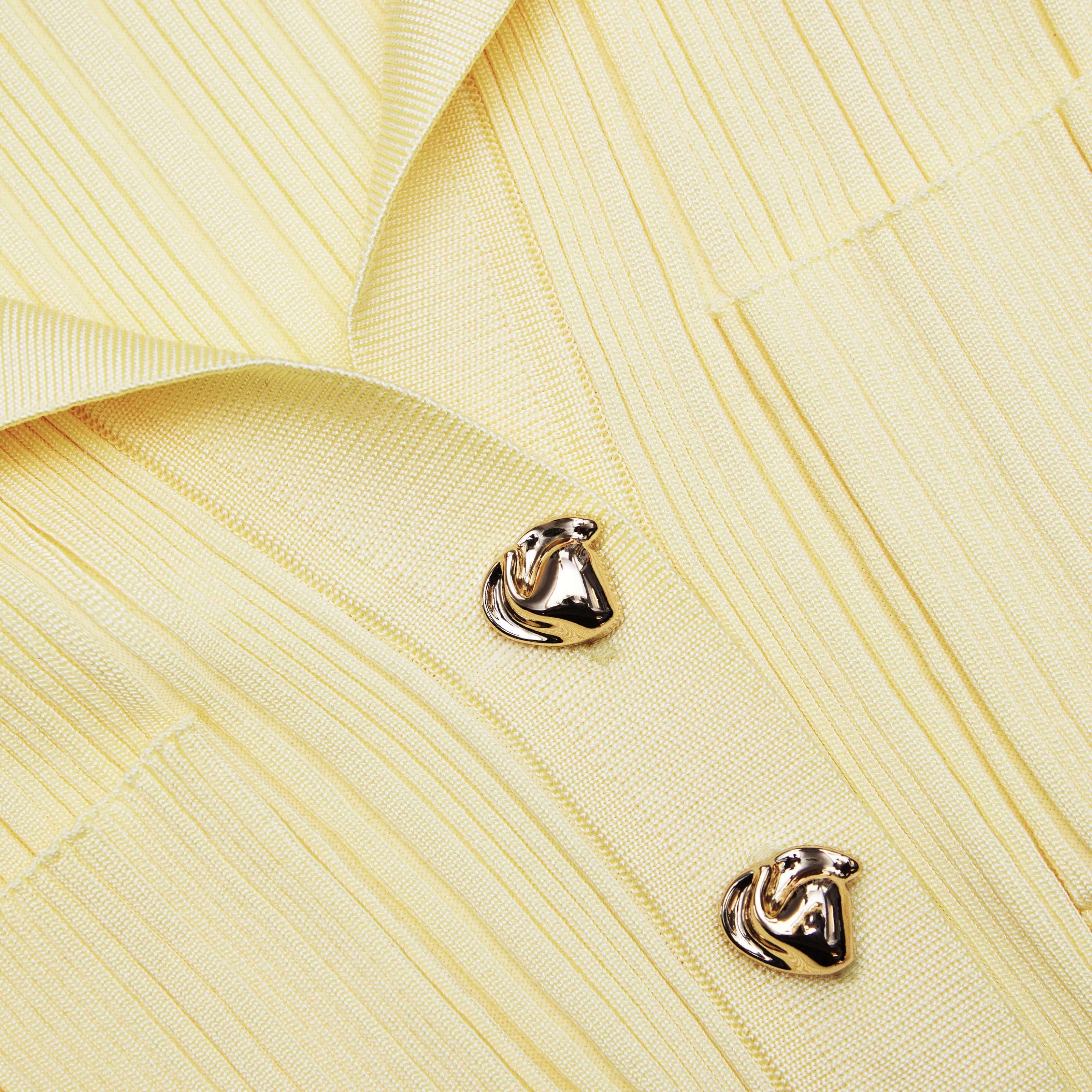 Yellow Ribbed Viscose Knit Top - Image 5
